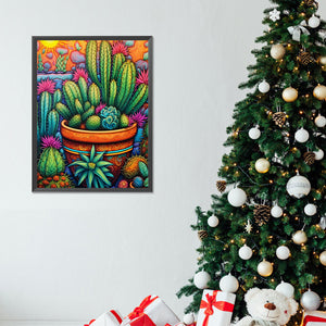 Cactus Flower 30X40CM(Canvas) Full Round Drill Diamond Painting