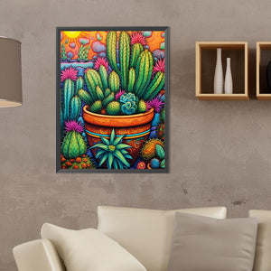 Cactus Flower 30X40CM(Canvas) Full Round Drill Diamond Painting