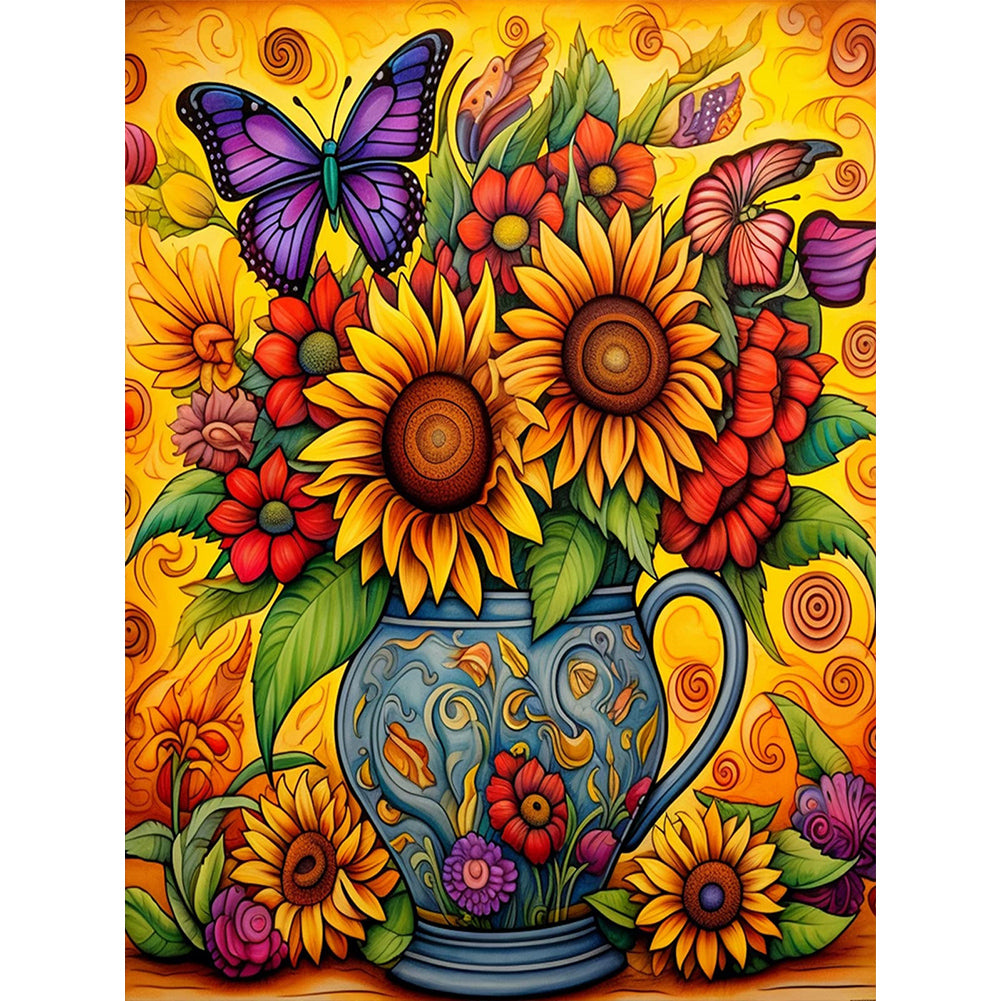 Sunflower 30X40CM(Canvas) Full Round Drill Diamond Painting