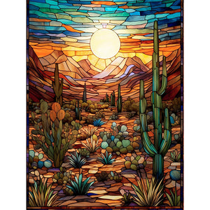 Desert Cactus 30X40CM(Canvas) Full Round Drill Diamond Painting