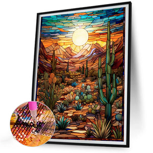 Desert Cactus 30X40CM(Canvas) Full Round Drill Diamond Painting