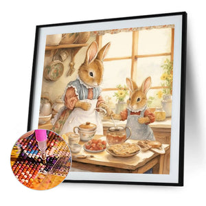 Bunny¡¯S Warm Family Time 35X35CM(Canvas) Full AB Round Drill Diamond Painting