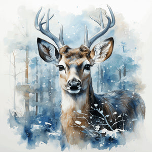 Christmas Winter Deer 30X30CM(Canvas) Full Round Drill Diamond Painting