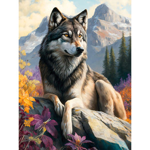 Wolf 30X40CM(Canvas) Full Round Drill Diamond Painting