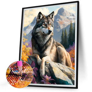 Wolf 30X40CM(Canvas) Full Round Drill Diamond Painting
