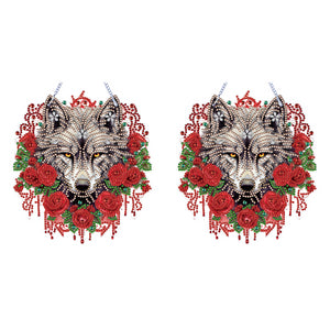 Special Shape DIY Diamond Painting Ornaments Wolf Head Full Drill Art Kit (#1)