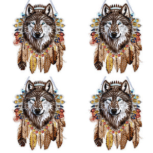 Special Shape DIY Diamond Painting Ornaments Wolf Head Full Drill Art Kit (#6)