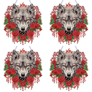 Special Shape DIY Diamond Painting Ornaments Wolf Head Full Drill Art Kit (#1)