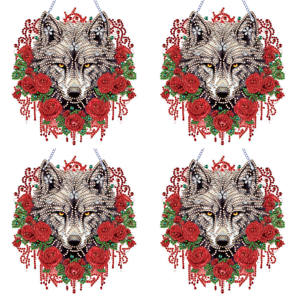 Special Shape DIY Diamond Painting Ornaments Wolf Head Full Drill Art Kit (#1)