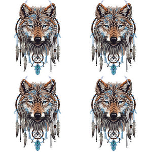 Special Shape DIY Diamond Painting Ornaments Wolf Head Full Drill Art Kit (#4)