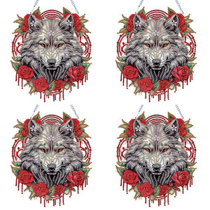 Special Shape DIY Diamond Painting Ornaments Wolf Head Full Drill Art Kit (#2)