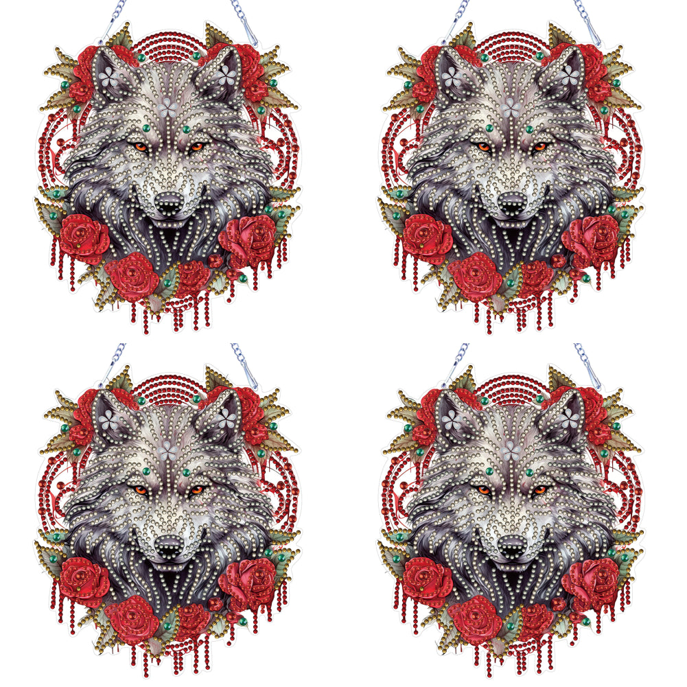 Special Shape DIY Diamond Painting Ornaments Wolf Head Full Drill Art Kit (#2)
