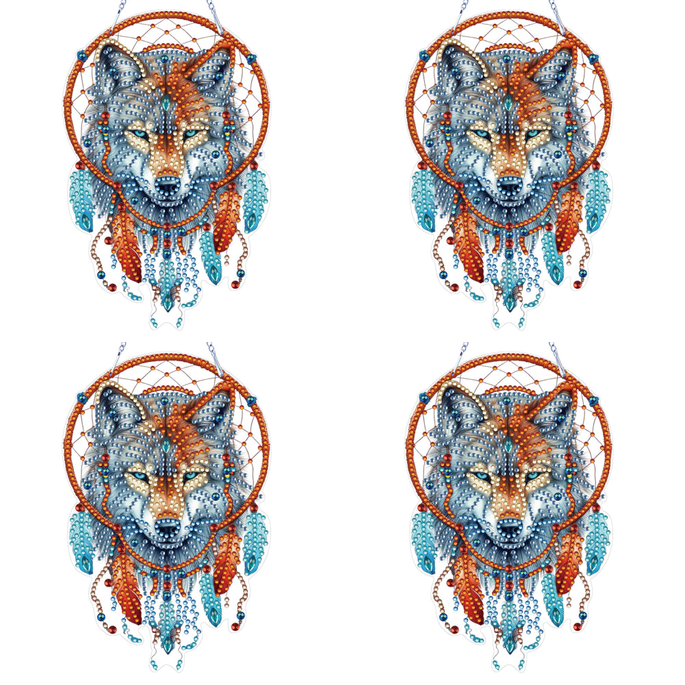Special Shape DIY Diamond Painting Ornaments Wolf Head Full Drill Art Kit (#3)