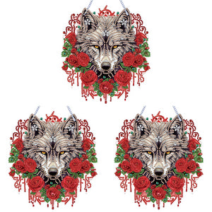 Special Shape DIY Diamond Painting Ornaments Wolf Head Full Drill Art Kit (#1)