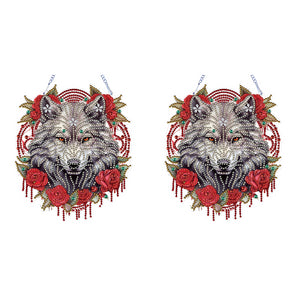 Special Shape DIY Diamond Painting Ornaments Wolf Head Full Drill Art Kit (#2)