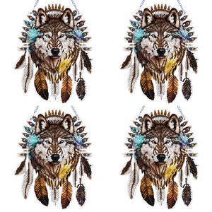 Special Shape DIY Diamond Painting Ornaments Wolf Head Full Drill Art Kit (#5)