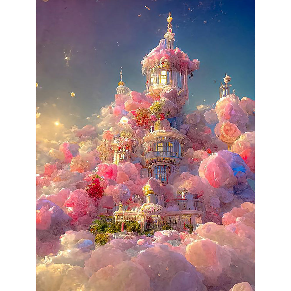 Pink Cloud Manor 30X40CM(Canvas) Full Round Drill Diamond Painting