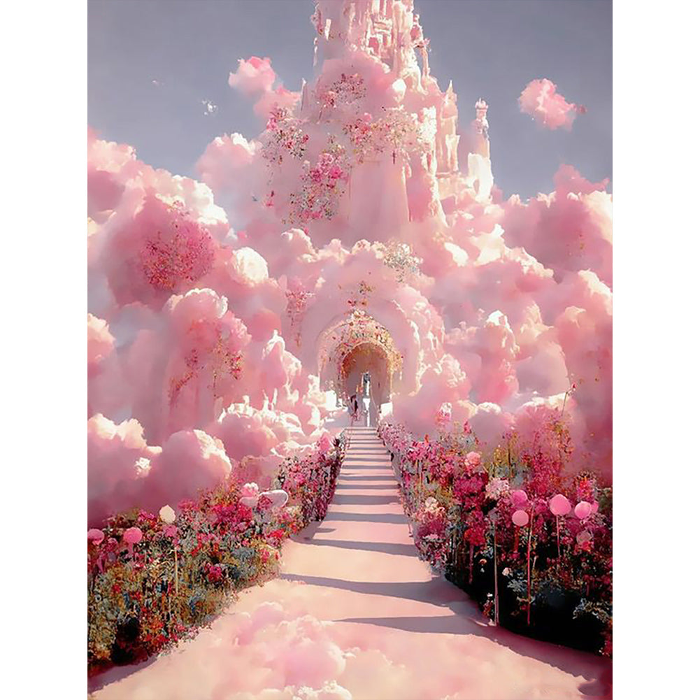 Pink Cloud Manor 30X40CM(Canvas) Full Round Drill Diamond Painting