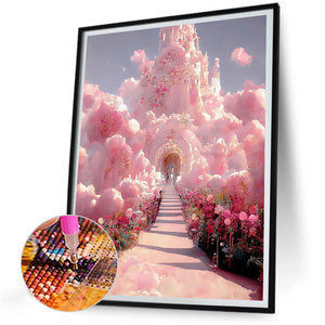 Pink Cloud Manor 30X40CM(Canvas) Full Round Drill Diamond Painting