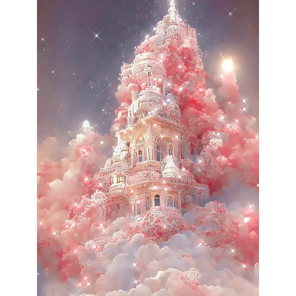 Pink Cloud Manor 30X40CM(Canvas) Full Round Drill Diamond Painting