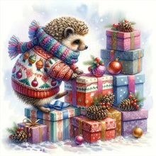 Load image into Gallery viewer, Christmas Gift Hedgehog 35X35CM(Canvas) Full AB Square Drill Diamond Painting
