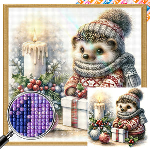 Christmas Gift Hedgehog 35X35CM(Canvas) Full AB Square Drill Diamond Painting