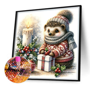 Christmas Gift Hedgehog 35X35CM(Canvas) Full AB Square Drill Diamond Painting