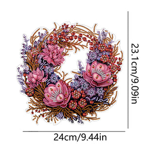 Christmas Flower Special Shaped+Round Diamond Painting Wall Decor Wreath (#2)