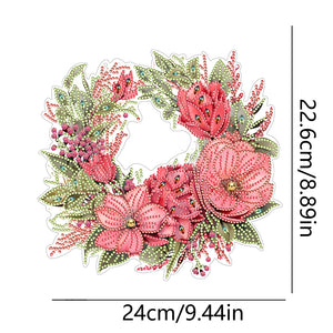 Christmas Flower Special Shaped+Round Diamond Painting Wall Decor Wreath (#4)