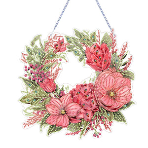 Christmas Flower Special Shaped+Round Diamond Painting Wall Decor Wreath (#4)