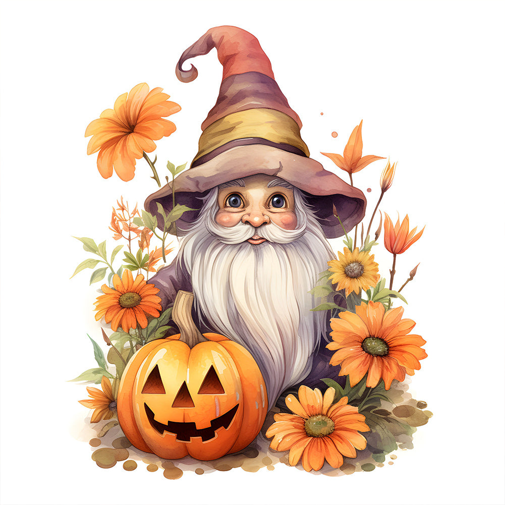 Pumpkin Gnome 40X40CM(Canvas) Full Round Drill Diamond Painting