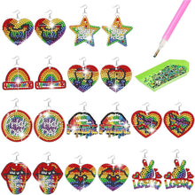 Load image into Gallery viewer, 10 Pairs Double Sided Diamond Painting DIY Earring Making Kit (Rainbow)
