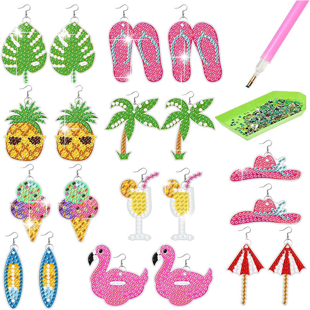 10 Pairs Double Sided Diamond Painting Earring Making Kit (Pineapple Holidays)