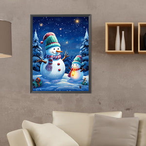 Snowman And Baby 30X40CM(Canvas) Full Round Drill Diamond Painting