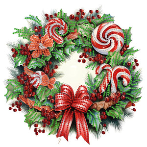 Christmas Wreath 30X30CM(Canvas) Partial Special Shaped Drill Diamond Painting