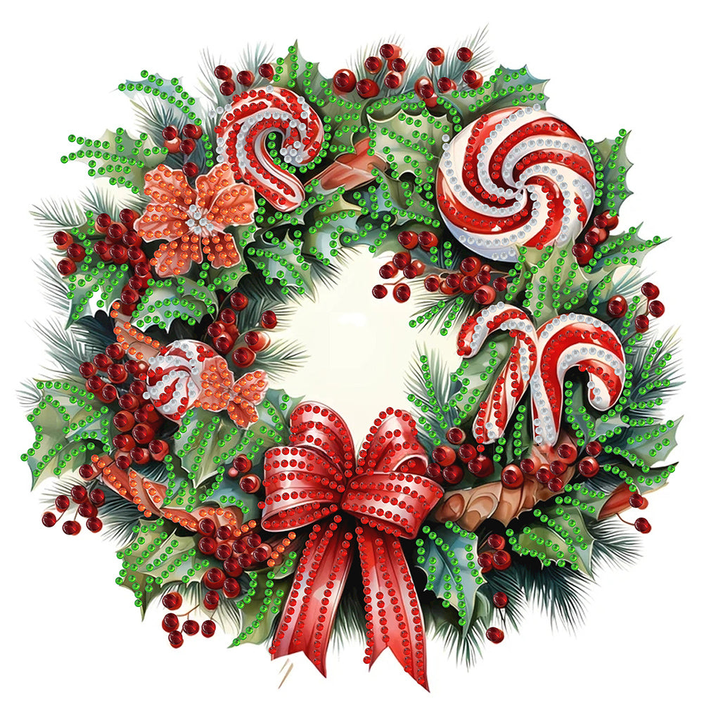 Christmas Wreath 30X30CM(Canvas) Partial Special Shaped Drill Diamond Painting