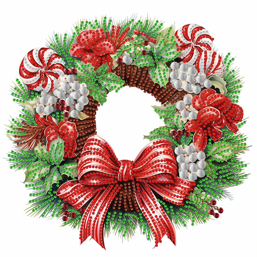 Christmas Wreath 30X30CM(Canvas) Partial Special Shaped Drill Diamond Painting