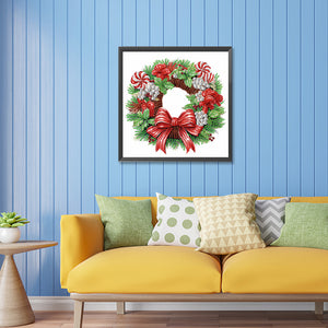 Christmas Wreath 30X30CM(Canvas) Partial Special Shaped Drill Diamond Painting