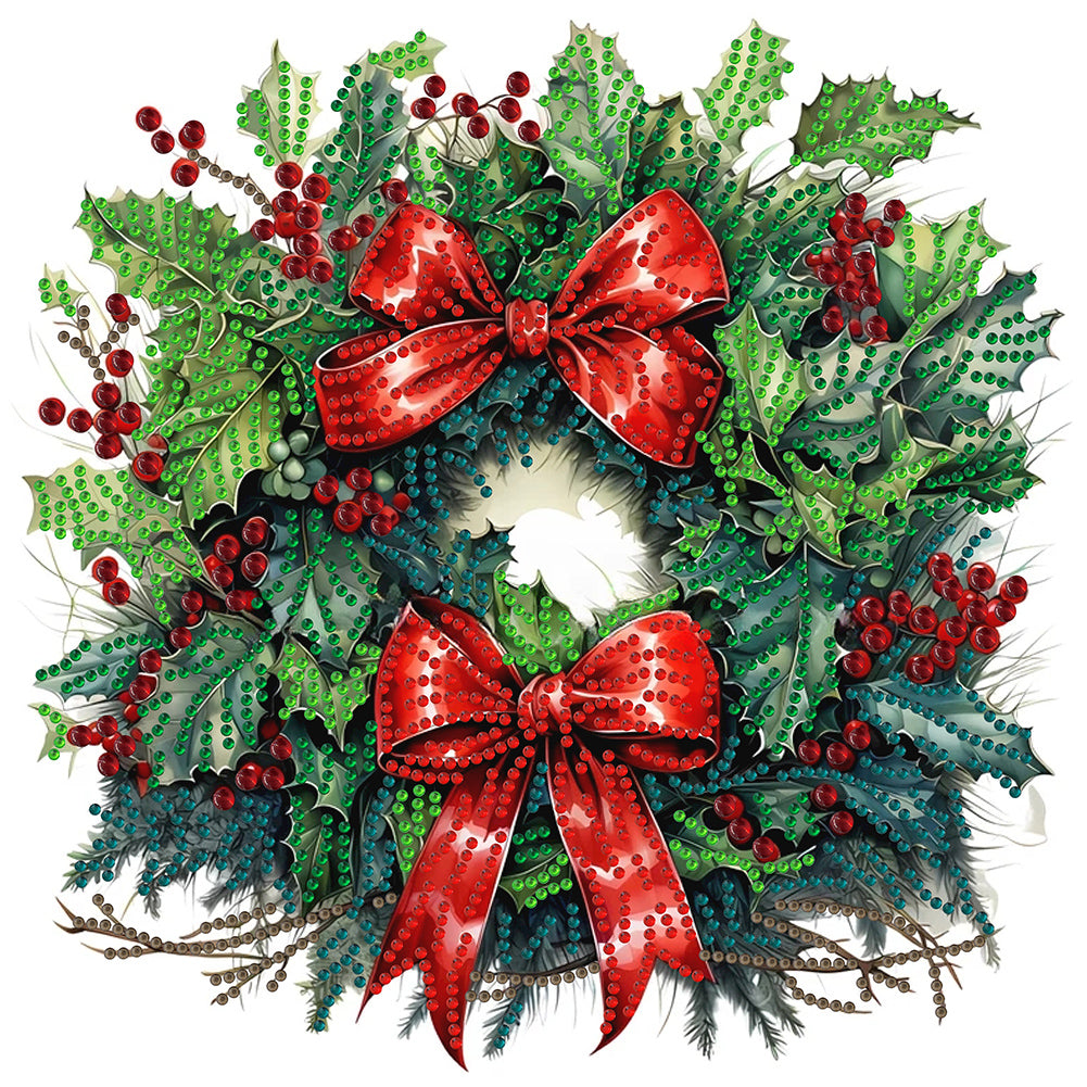 Christmas Wreath 30X30CM(Canvas) Partial Special Shaped Drill Diamond Painting