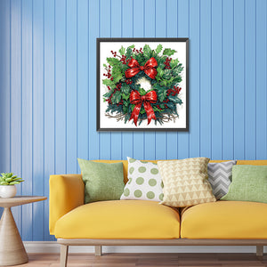 Christmas Wreath 30X30CM(Canvas) Partial Special Shaped Drill Diamond Painting