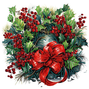 Christmas Wreath 30X30CM(Canvas) Partial Special Shaped Drill Diamond Painting