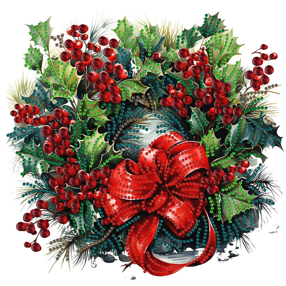 Christmas Wreath 30X30CM(Canvas) Partial Special Shaped Drill Diamond Painting