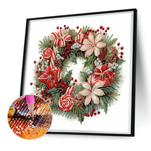 Christmas Wreath 30X30CM(Canvas) Partial Special Shaped Drill Diamond Painting