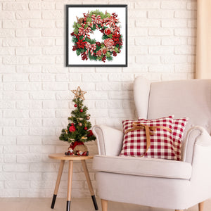 Christmas Wreath 30X30CM(Canvas) Partial Special Shaped Drill Diamond Painting