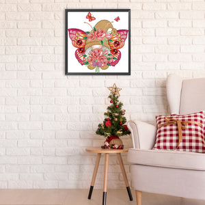 Garden Butterfly Gnome 30X30CM(Canvas) Partial Special Shaped Drill Diamond Painting