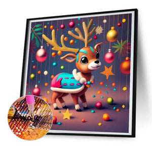 Christmas Reindeer 30X30CM(Canvas) Full Round Drill Diamond Painting