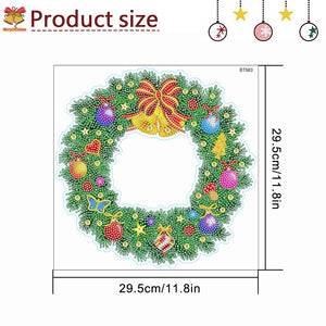 Diamond Painting Sticker Gem DIY Craft Kit for Kid Gift (Christmas Wreath #8)