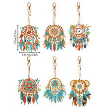 Load image into Gallery viewer, 6 PCS Double Sided Flower Dreamcatcher Diamond Painting Keychain for Beginners
