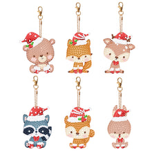 Load image into Gallery viewer, 5PCS Double Sided Special Shape Diamond Painting Keychain (Christmas Animals)
