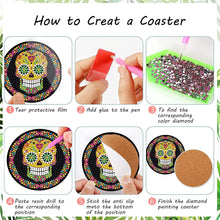 Load image into Gallery viewer, 8 PCS Acrylic Diamond Painting Art Coaster Kit with Holder for Adults (Skull)
